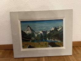 Matterhorn Gemälde im Rahmen, Original, Top Zustand