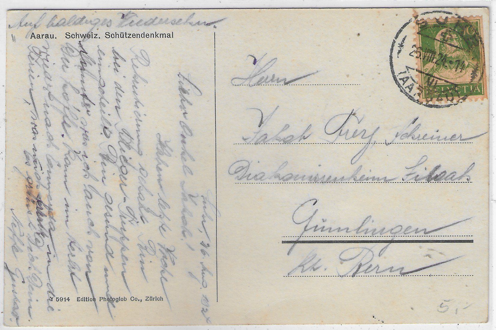 Cartoline postali: Aarau - Schweiz. Schützendenkmal – Usato da Ettingen venduto da Kartenplanet 1