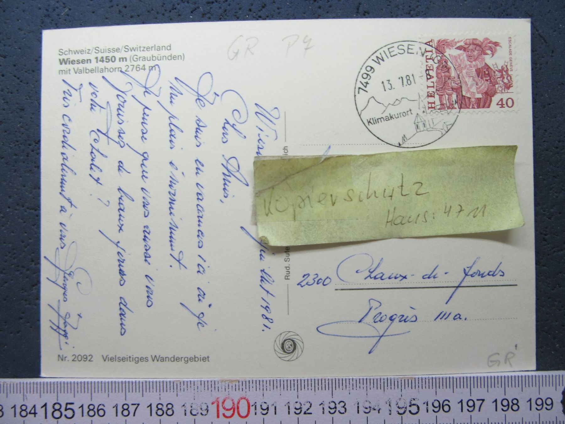 Cartoline postali: WIESEN GR AK VALBELLAHORN LUFTBILD – Usato da Ettingen venduto da Hausi4711 1