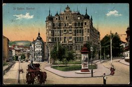 AK St. Gallen, Gasthof Bierhof mit Straßenpartie und Pferdek
