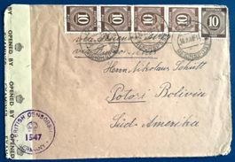 1948 Deutschland Britische Zensurbrief nach Potosi Bolivien