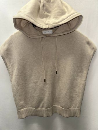 Pullunder Beige Creme Kapuzen T-Shirt Ärmellos Gr. S