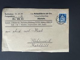 Nachnahmezettel 1920 Schw. Juristen-Zeitung  (V454)