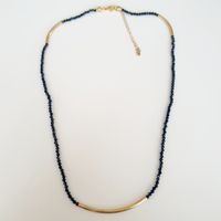 Kette Gold optik schwarze Perlen 925 Silber Verschluss 