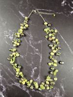 Collier multi-rangs perles vertes avec fermoir argent 925