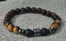 Bracciale occhio di tigre e pietra lavica nuovo