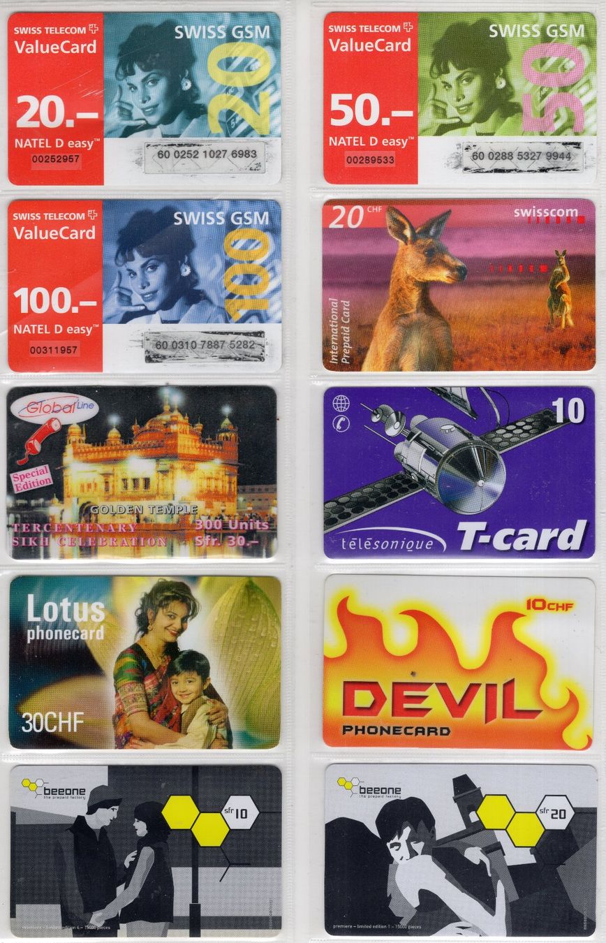 Cartes de téléphone: 10 diverse Schweizer Prepaid Telefonkarten – D'occasion à Eglisau par Chperfins