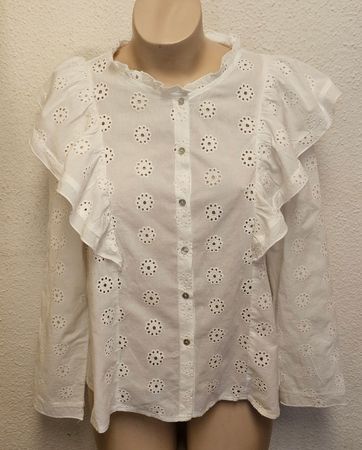 Zebra Damen Bluse Weiss Lochstickerei XL 100% Baumwolle Roma