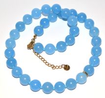 SALE HANDMADE HALSKETTE KETTE SYNTHETISCHER QUARZ BLAU