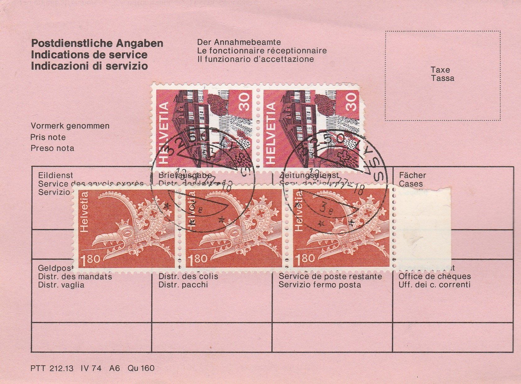 Tutti i francobolli: Nachsendeauftrag der CH-Post vom 19.1.1977 – Usato da Castiel venduto da MonaLisa57