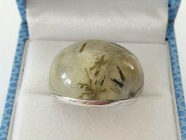 Natur-Prehnit Silberring 925 (Rhodiniert) - NEU
