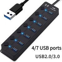 7-Port USB, 3.0 Hub mit individuellen Netzschaltern