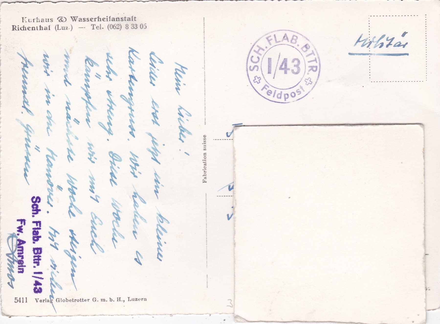 Cartoline postali: Kurhaus & Wasserheilanstalt Richenthal – Usato da Herisau venduto da Lisegrat2008 1