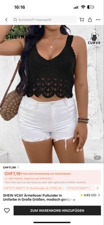 Schwarzes Häkeltop von Shein, neu, perfekt für den Sommer!
