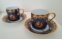 Kaffeetassenset 2er Limoges France Echt Kobalt Gold