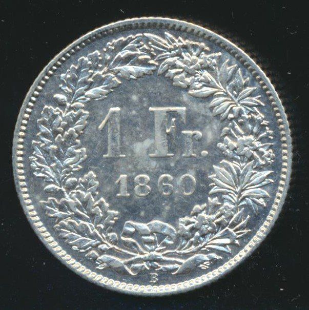 Tutti le monete: 1 Fr. 1860 vz+ – Usato da Roggwil BE venduto da Stampdealer3 1