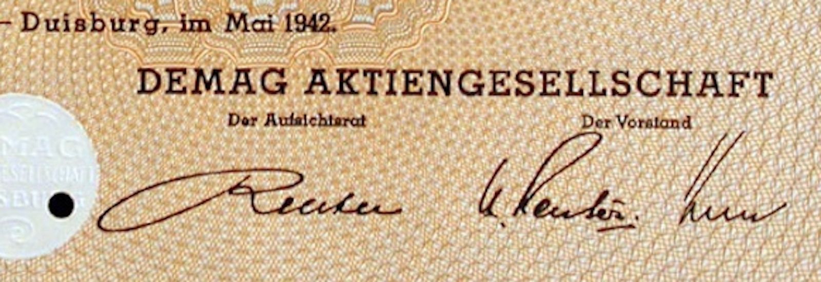 Dokumente: DEMAG AG, Duisburg - 1942 – Gebraucht aus Solothurn von Sgasche 1