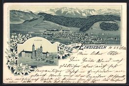 Litho Einsiedeln, Kloster, Ortsansicht a