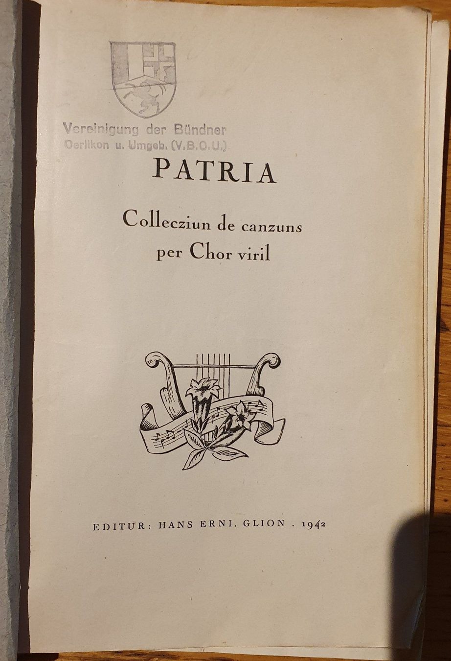 Libri: Patria - Collecziun de canzuns, 1942 – Usato da Zürich venduto da Vesco01 1