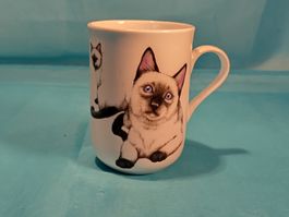 Tasse mit Siamese Katze, engl. Porzellan, Catherine Castle