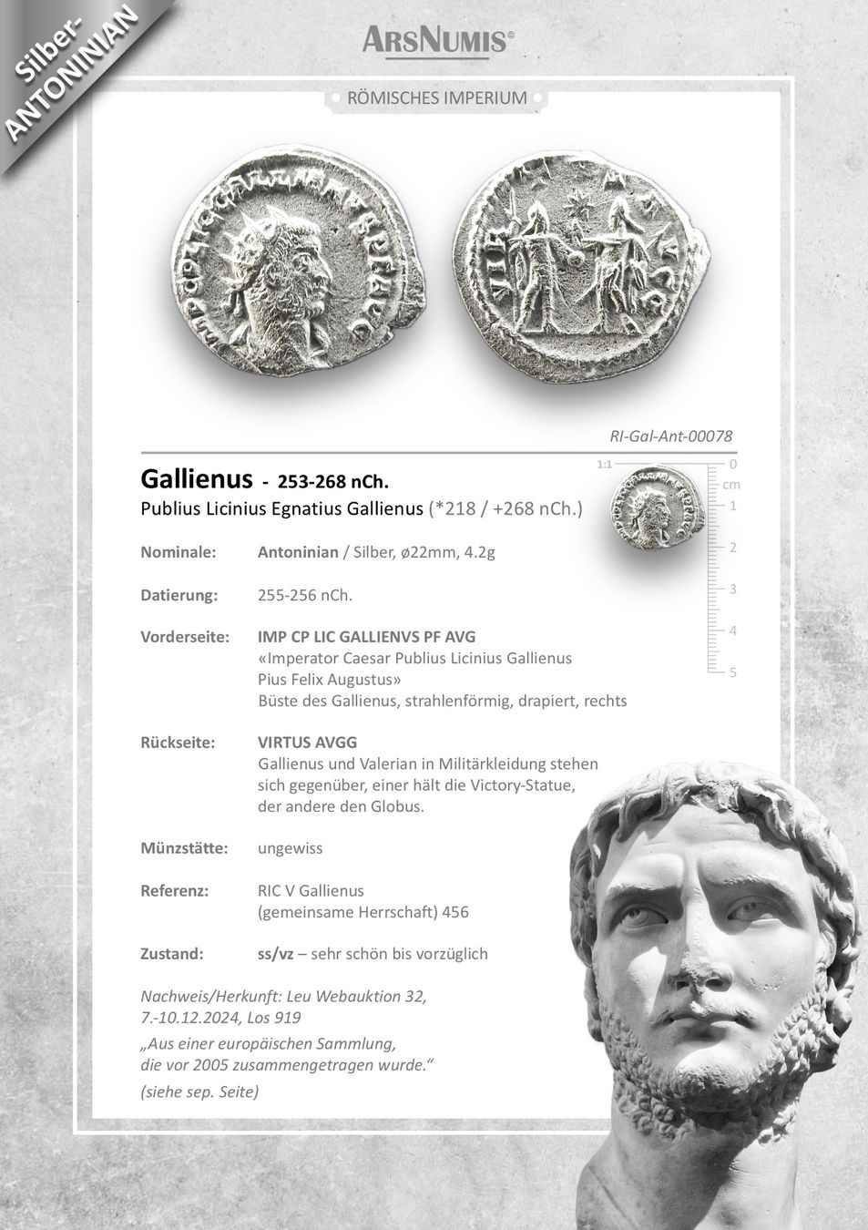 Alle Münzen: Römische Silbermünze - Gallienus – Gebraucht aus Oberwil b. Zug von ArsNumis 4