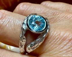 925 Silberring mit Sky Blue Topas 2,0 ct neu & handgefertigt