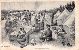 Soldaten "Bivouak" Biwak gelaufen 1911