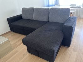 Corner sofa bed dark grey good condition