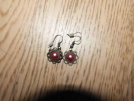Ohrhänger Modeschmuck mit pinkem Perlenstein