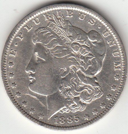 Tutti le monete: USA -- Morgan Dollar 1885 O, ss+ – Usato da Gossau SG venduto da Gallus00