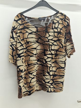 Damen T-Shirt Your Sixth Sense gemustert braun beige M