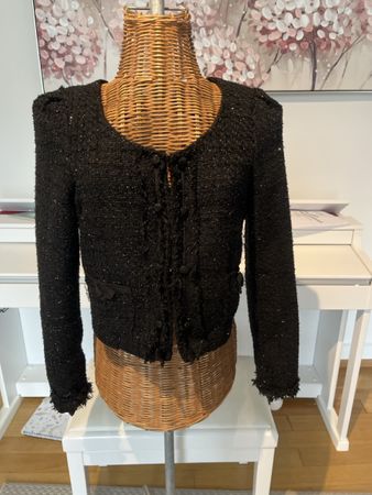 Bouclé Jacke, schwarz/glitzer, S
