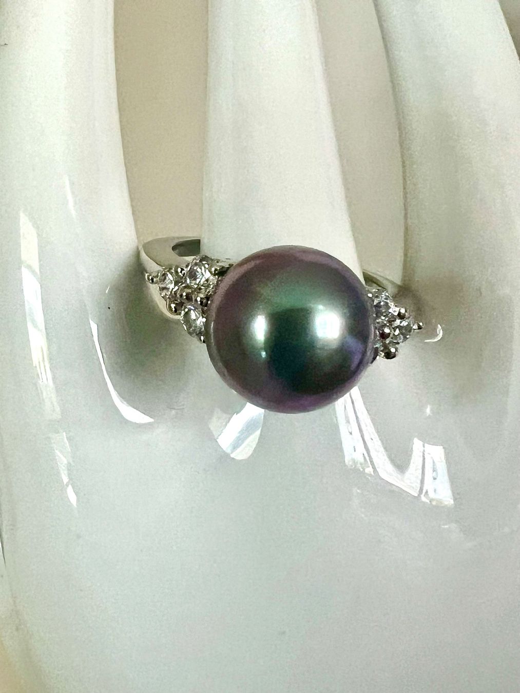 Ringe: TRAUM Silber Ring 925 - schillernde Echt Perle & Zirkonia – Gebraucht aus Ruswil von artbyhand 7