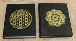 Set 2x Tagebuch Notizbuch Lebensblume und Mandala 10cm x 8cm