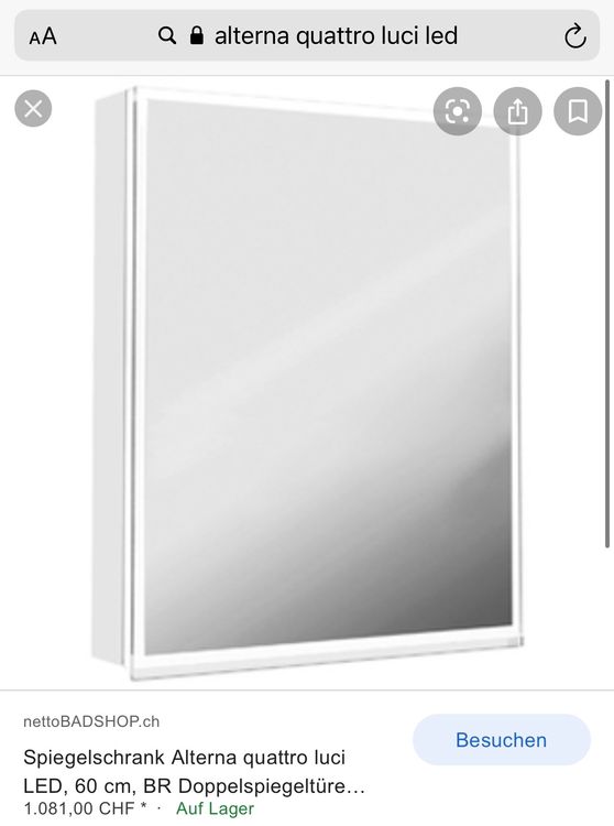 Spiegelschrank Alterna quattro luci LED 60cm Kaufen auf Ricardo