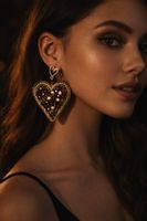 Heart Earrings, Handmade Seed Bead Earrings, Beaded Earrings