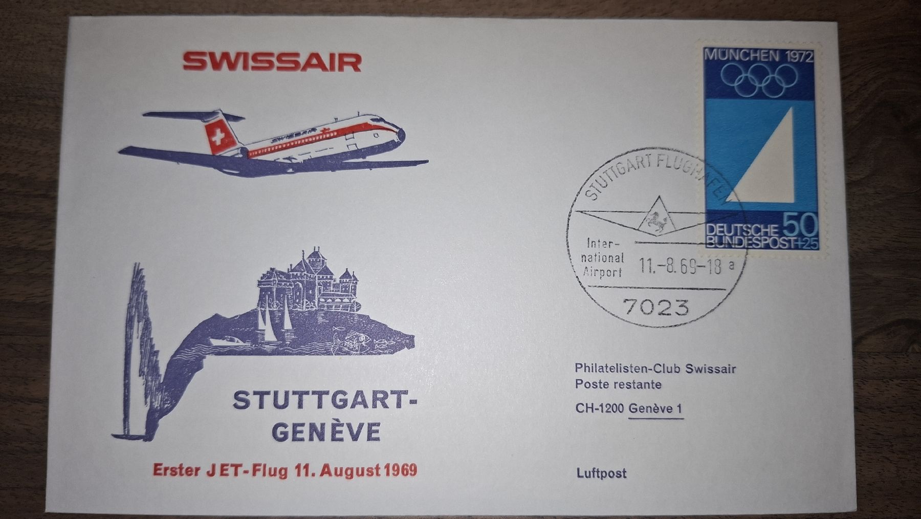 Tutti i francobolli: Swissair Stuttgart - Geneve 11.08.1969 – Usato da Balgach venduto da SIMEON27