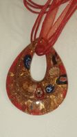Neu! Exklusive original Murano Glas Halskette, Rot-Gold