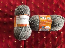 2x 50g Sockenwolle grau-braun meliert, Boogie