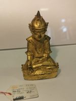 Antiker Buddha Burma Holz vergoldet Thailand 19.Jhd 12cm 151