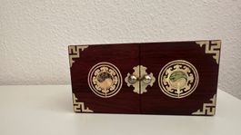 Kleines Schmuckkästchen Holz/Perlmutt mit 4 Schubladen