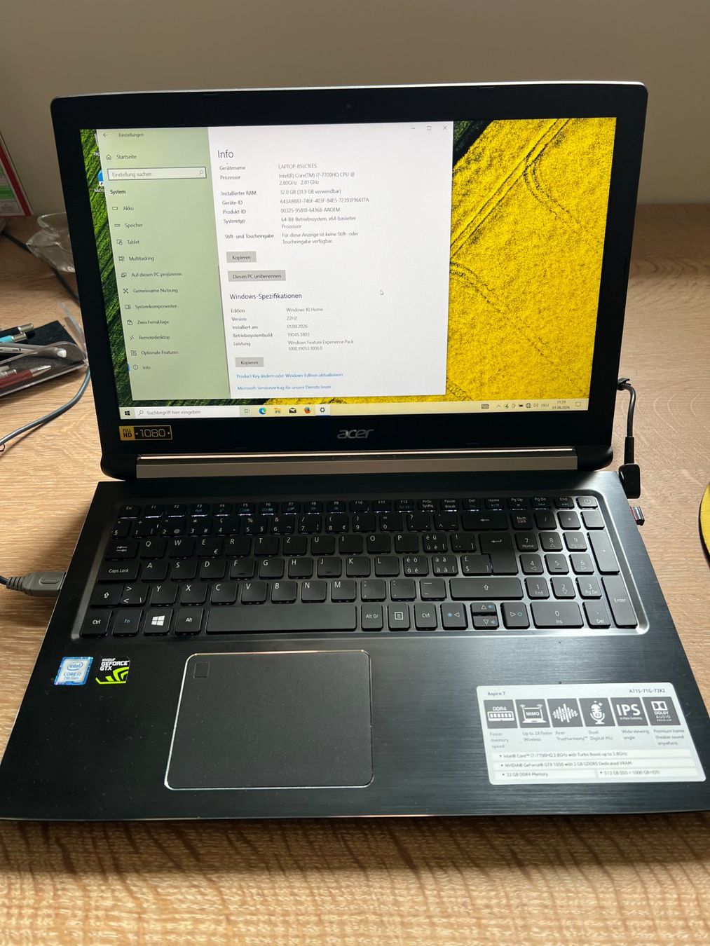 Acer Portables: Acer Laptop Aspire 7 – D'occasion à Illnau par Hansj1818 1