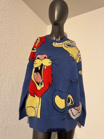 Winter-Pullover mit König der Löwen Motiv Gelb Blau Gr L