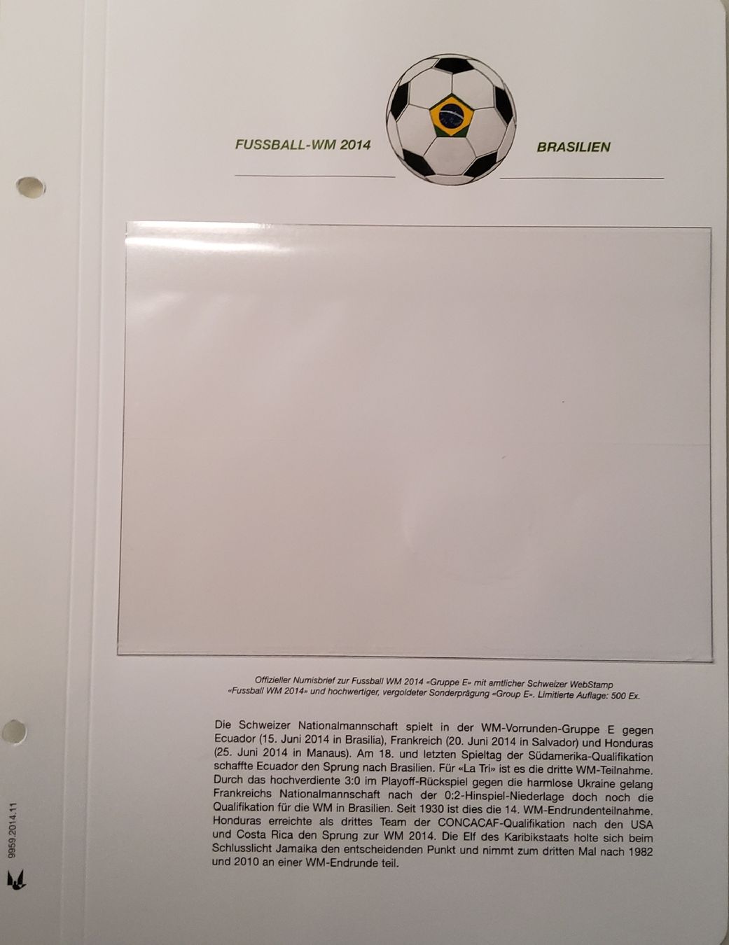 Toutes les monnaies: Fussball WM 2014 - 1 Münzbrief - Gruppe E – D'occasion à Buchrain par mue_kru 1