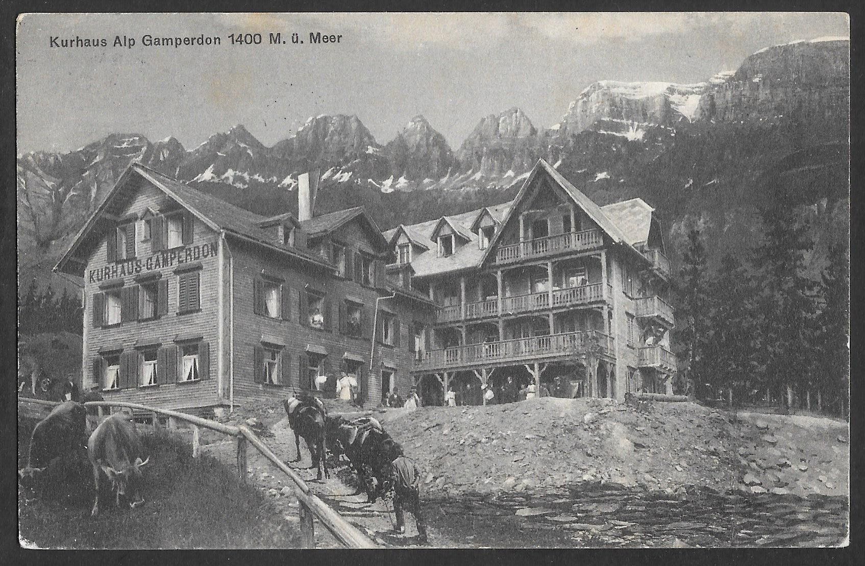 Cartoline postali: Flums Kurhaus Gamperdon mit Hotelstempel – Usato da Olten venduto da clotaldi