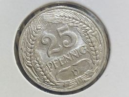 Deutsches Reich 25 Pfennig 1909 D München vzgl - unz