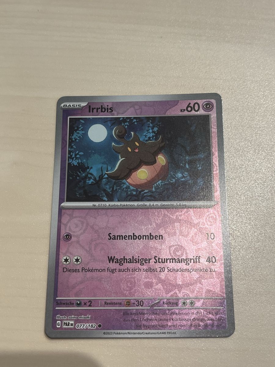 Pokémon Carte collezionabili: Irrbis 077 Reverse Holo PAR – Nuovo (secondo la descrizione) da Aarburg venduto da Barnetta07