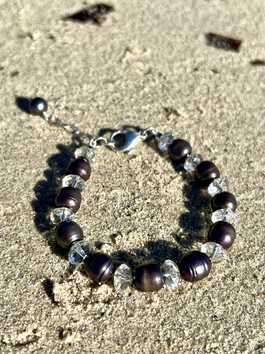 Bracciali & Braccialetti: Black Pearl & Rock Crystal Bracelet Silver – Nuovo e nell'imballaggio originale da Rüschlikon venduto da ThereseJewelryDesign 1