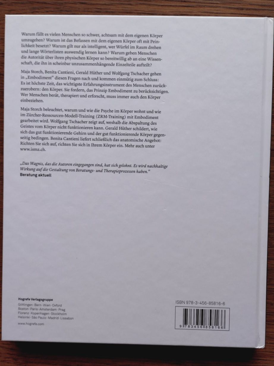 Libri: Embodiment, Storch/Cantoeni/Hüther/Tschacher, 2017 – Usato da Uster venduto da Junipa 1