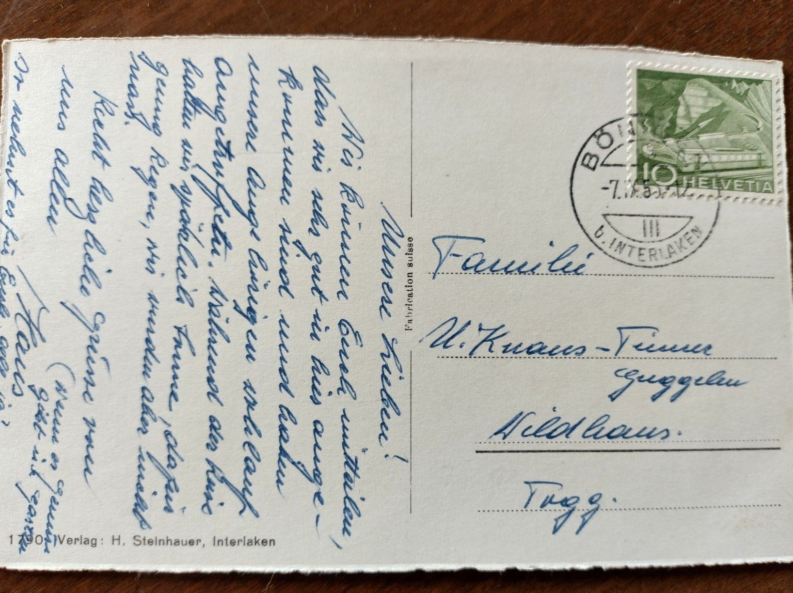 Cartoline postali: Ansichtskarte Bönigen am Brienzersee 1955 – Usato da Wildhaus venduto da Hukwildhaus 3